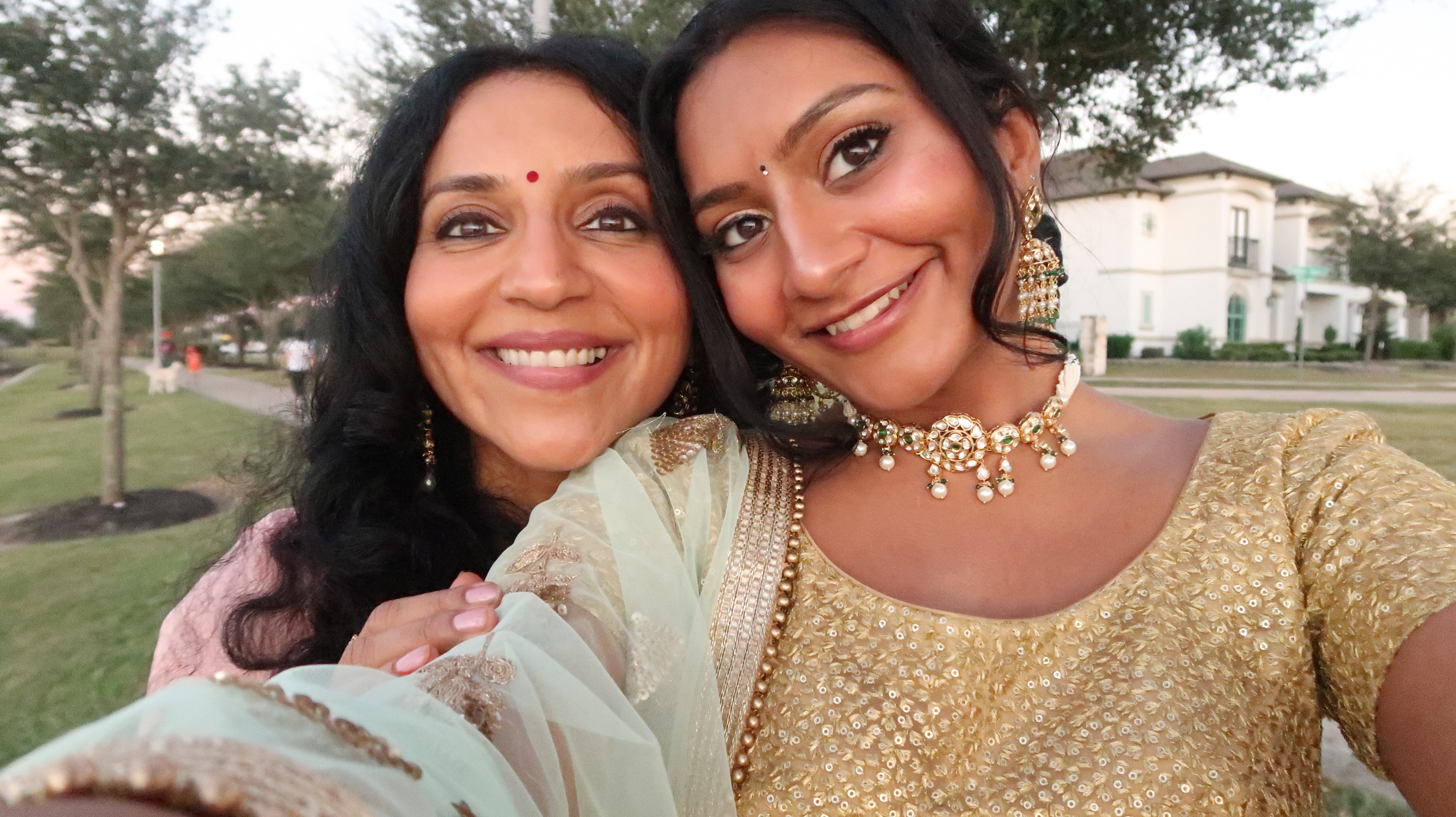Getting ready with her mum